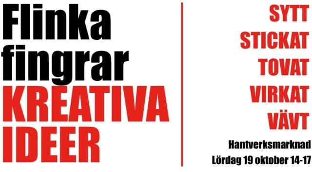 Hantverksmarknad lördag 19 oktober 14-17